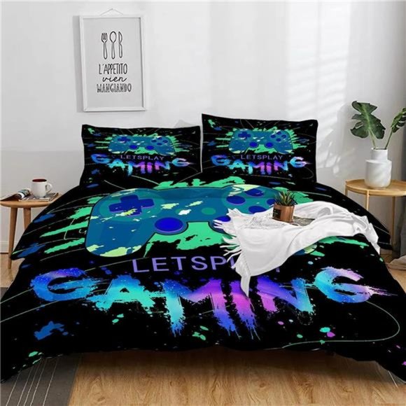 Gaming Bedding Sets Gamer Room Decor Gamer Comforter Cover for Boys Girls Kids - Picture 5 of 5